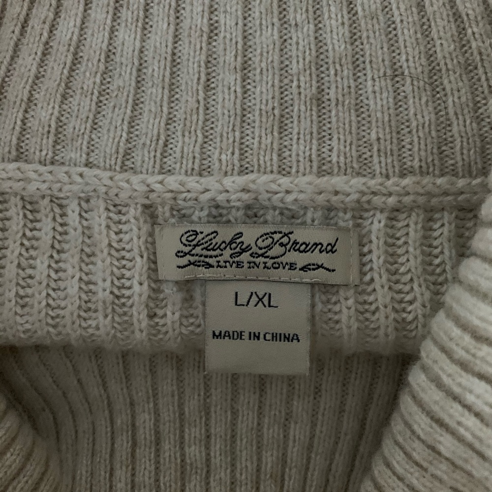 Lucky Brand Oversized Turtleneck Sweater L/XL Cozy Relaxed Boho Knit Pullover - Picture 5 of 5